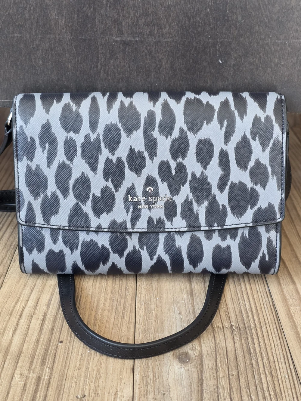 kate spade Gray and Black Leopard-Print Crossbody Bag